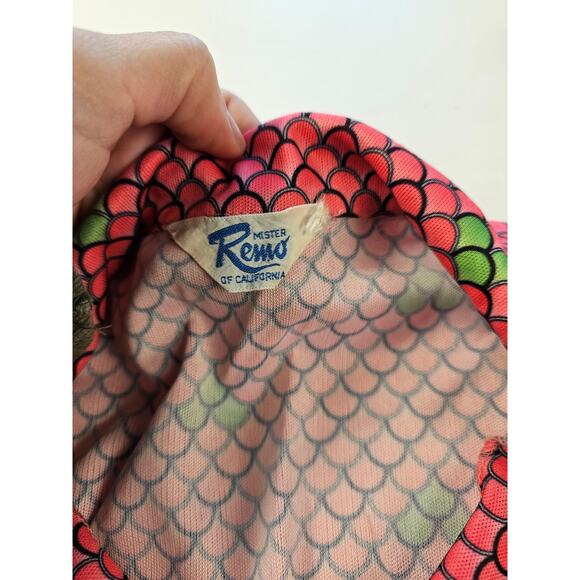 Vintage 90s mister reno of California rare retro neon pink green snakeskin top M - Picture 4 of 6